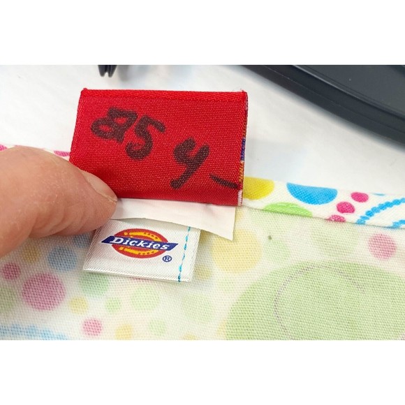 Dickies Smiling Frogs Geometric Polka Dots Yellow Small Scrub Top - Picture 9 of 10